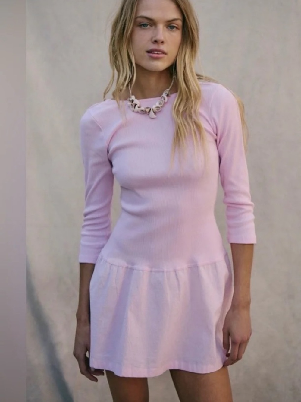 Free People Lucienne Light Pink M NWOT Mini Dress